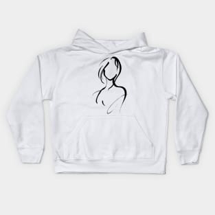 Stick figure woman in black ink Kids Hoodie